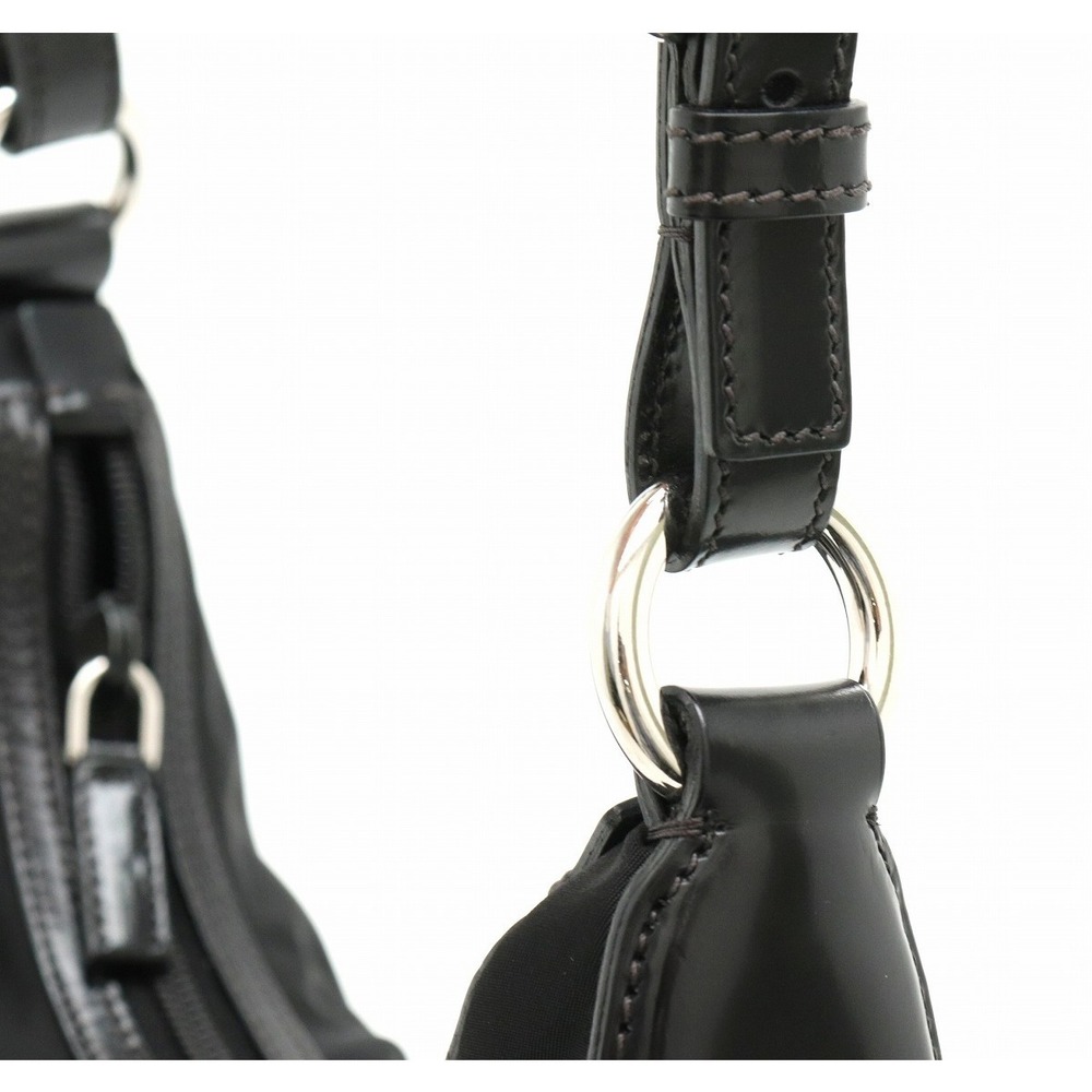 Prada Shoulder Handbag Patchwork Nylon Leather Bl… - image 7